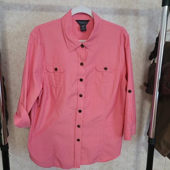 Pink Womens Button Shirt Van Heusen Size XL - Picture 7 of 15